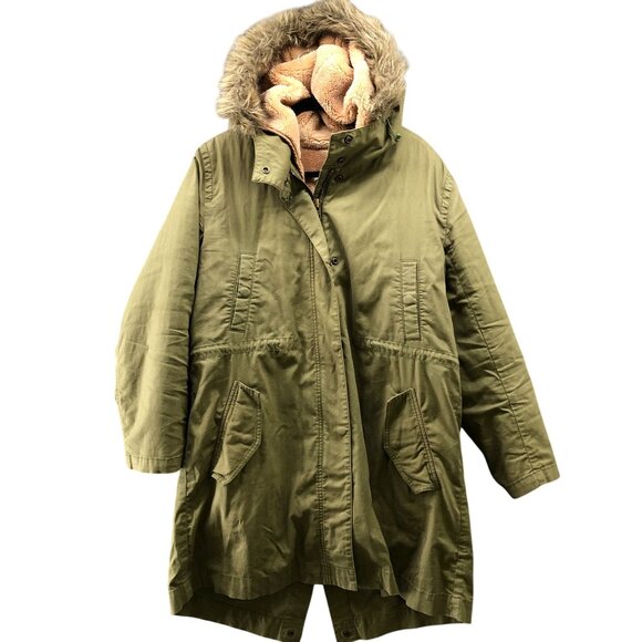 Madewell Bedford Convertible Parka Jacket Womens M Utility Hooded Winter Green - Picture 1 of 13